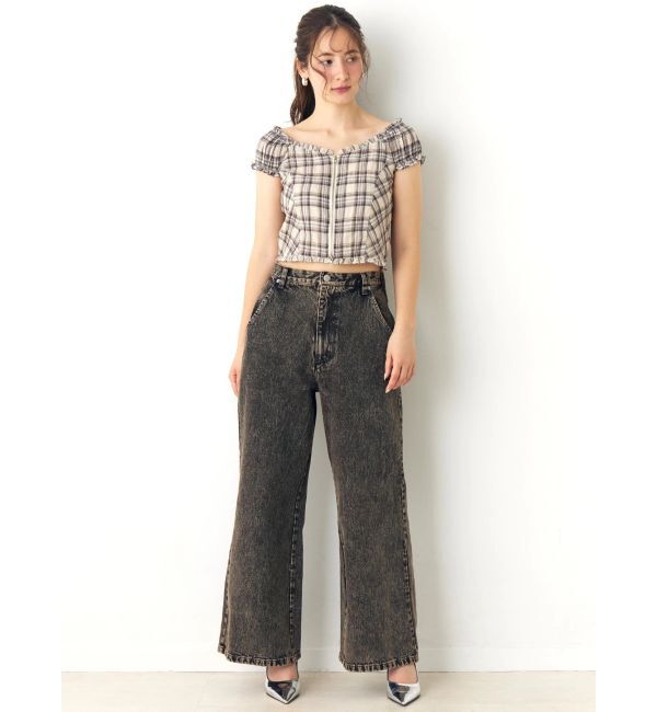 CALNAMUR「オフショルチェックミニトップス」|シャツ・ブラウス|