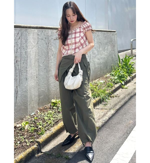 CALNAMUR「オフショルチェックミニトップス」|シャツ・ブラウス|