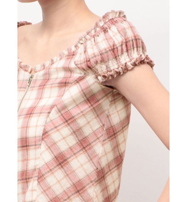 CALNAMUR「オフショルチェックミニトップス」|シャツ・ブラウス|