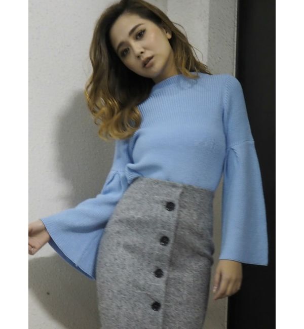 RESEXXY「フレアスリーブニットトップス」|ニット・セーター|アイスブルー