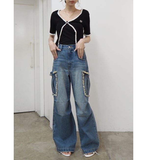 EVRIS「フリンジカーゴデニムパンツ」|デニム|