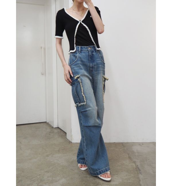 EVRIS「フリンジカーゴデニムパンツ」|デニム|