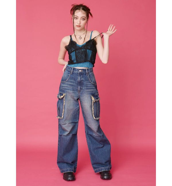 EVRIS「フリンジカーゴデニムパンツ」|デニム|