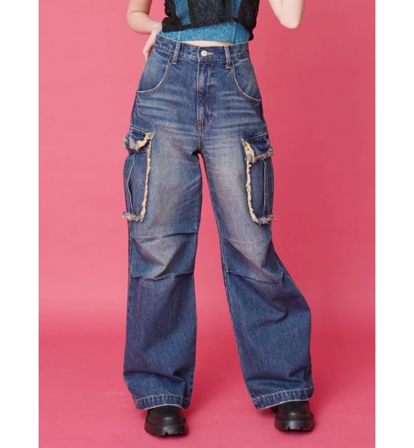 EVRIS「フリンジカーゴデニムパンツ」|デニム|インディゴ