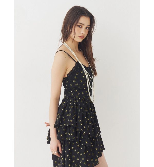 EVRIS「レースドッキングアシンメトリーミニワンピース」|ワンピース|