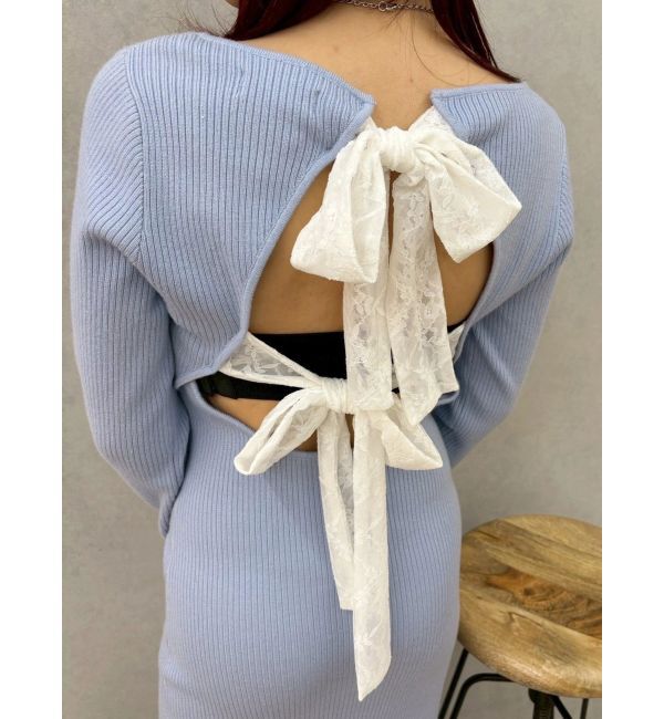 EVRIS「バックリボンロングニットワンピース」|ワンピース|