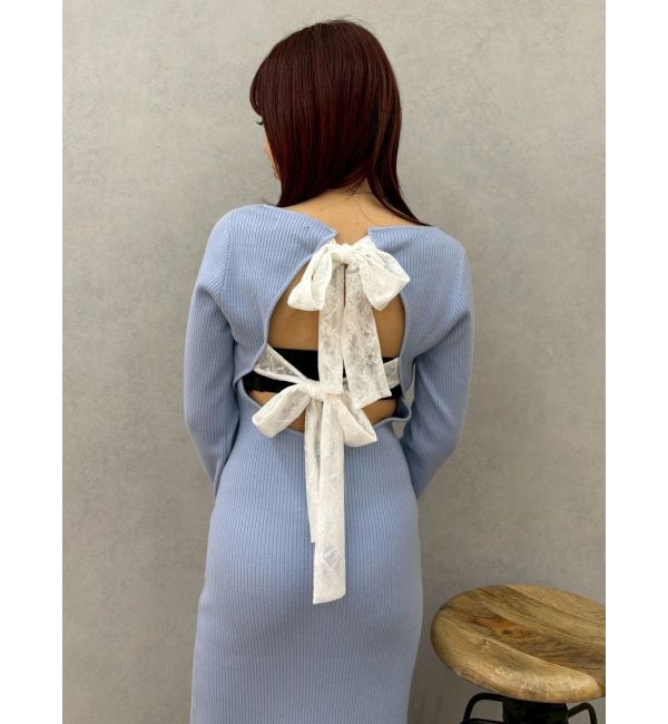 EVRIS「バックリボンロングニットワンピース」|ワンピース|