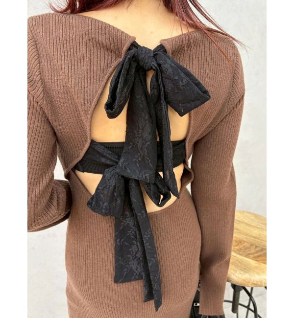 EVRIS「バックリボンロングニットワンピース」|ワンピース|