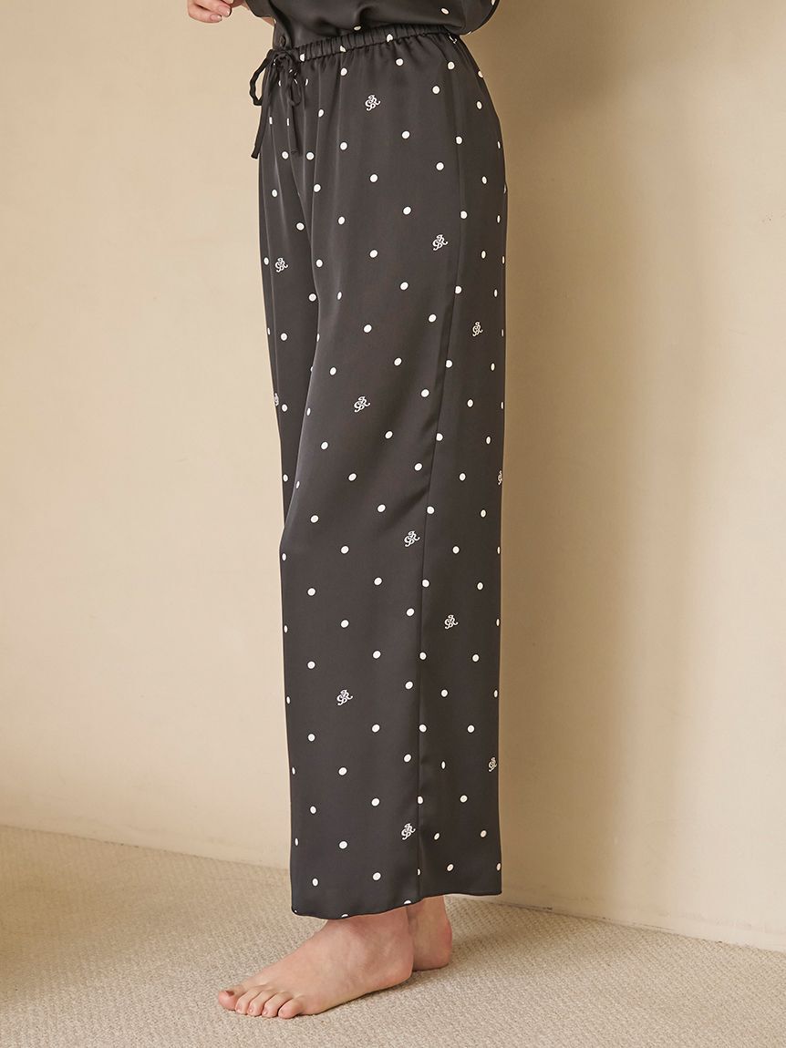 gelato pique「【JOEL ROBUCHON】ドット柄サテンロングパンツ」|ルームウェア|