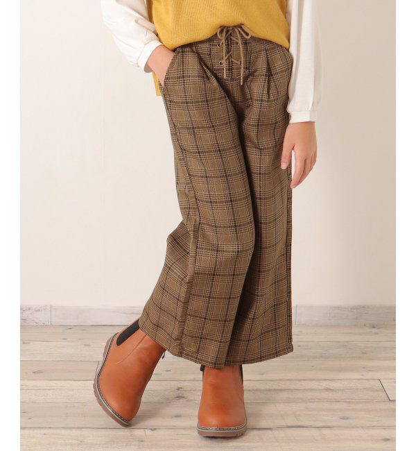 ikka kids「レースアップワイドパンツ（120~160cm）」|その他|ブラウン