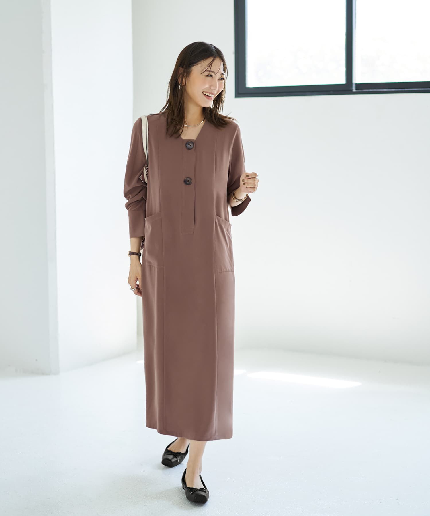 STYLE DELI「フロント２ボタンジョーゼットワンピース」|ワンピース|