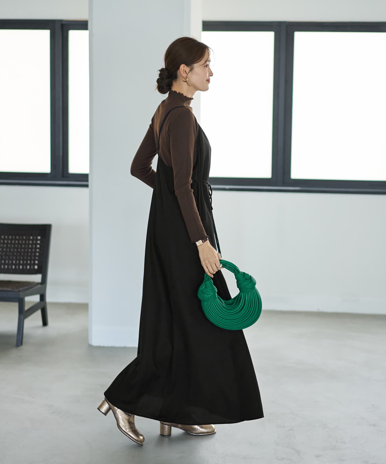 STYLE DELI「ジョーゼット生地キャミ型フレアジャンパースカート」|ワンピース|