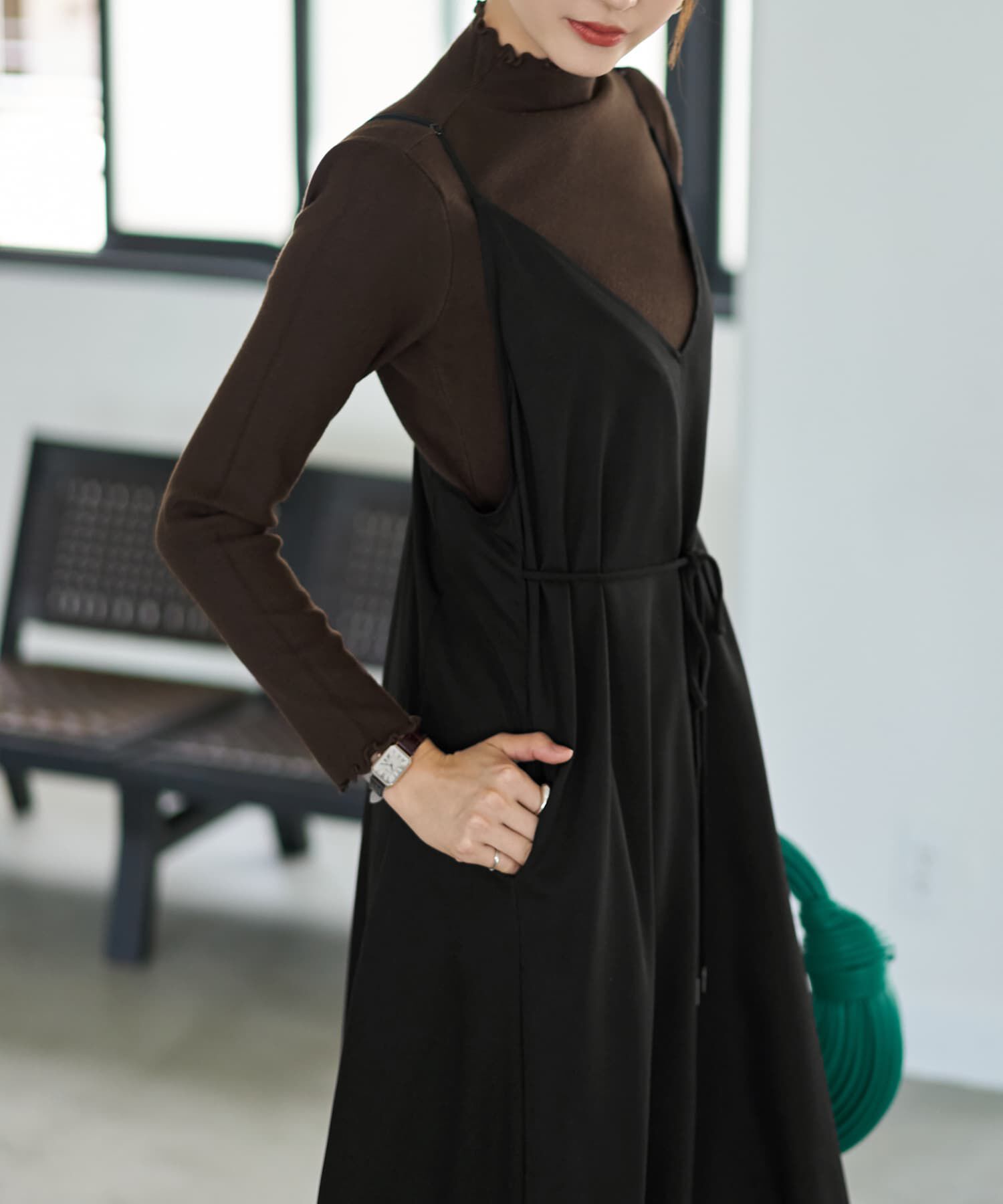 STYLE DELI「ジョーゼット生地キャミ型フレアジャンパースカート」|ワンピース|