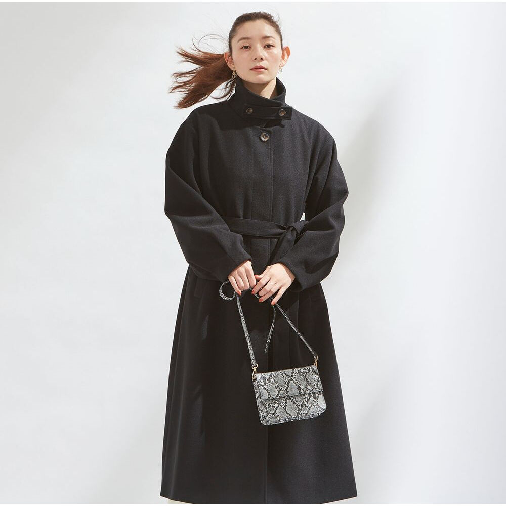 BACKYARD FAMILY「ステンカラーコート レディース ロング 通販 コート ロングコート ボリューム袖 アウター」|その他|ブラック1