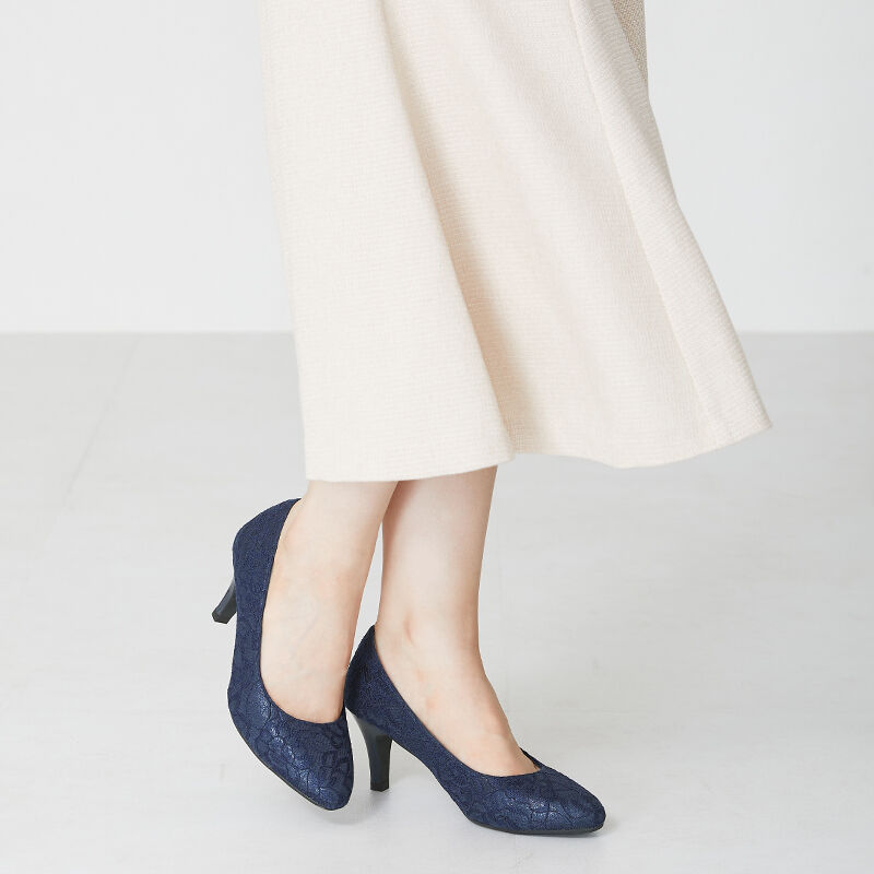 ORiental TRaffic「【跳べるパンプス/シリーズ累計１５０万足突破】ラウンドトゥヒール/R-3209 ヒール7cm」|パンプス|NAVY