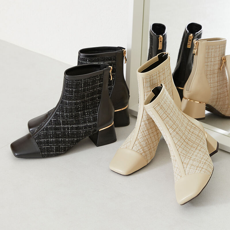 ORiental TRaffic「ツイード 切替 ブーツ /31427 ショートブーツ」|ショートブーツ|