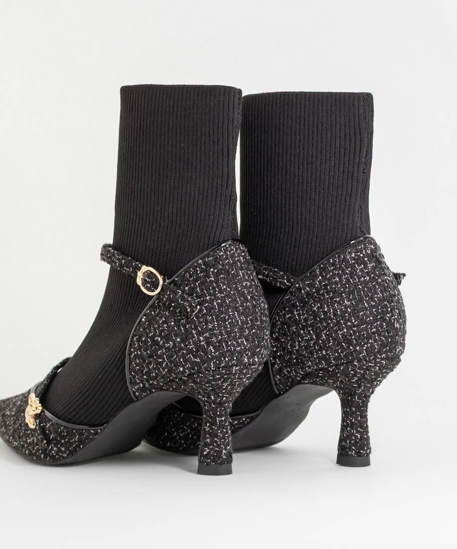  「パンプスライクニットドッキングブーツ」|ショートブーツ|