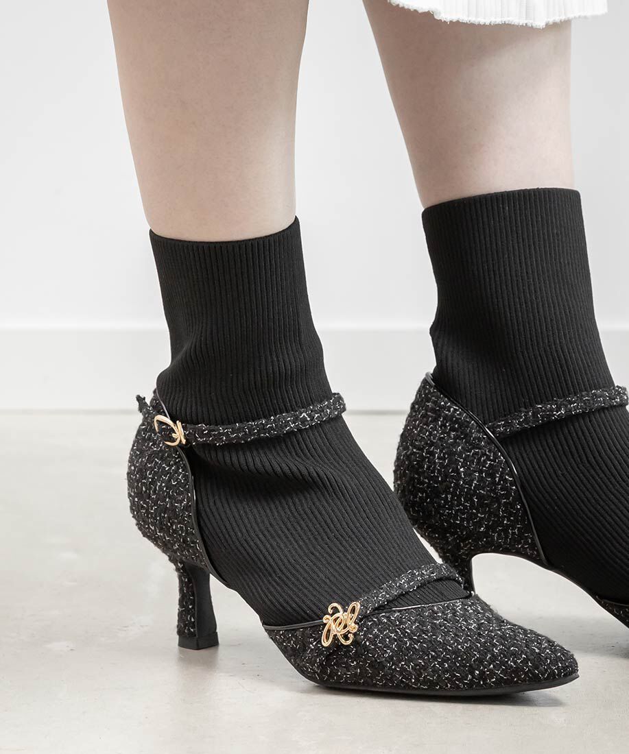  「パンプスライクニットドッキングブーツ」|ショートブーツ|