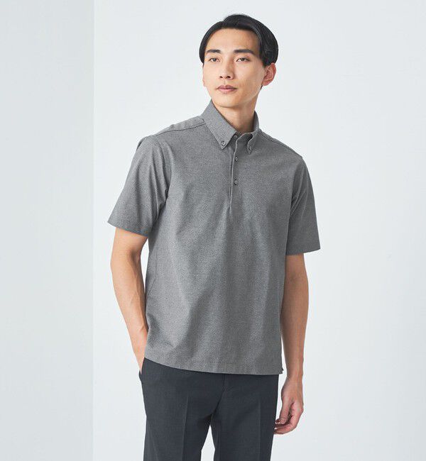UNITED ARROWS green label relaxing「DUADRY clean バーズアイ ボタンダウン ビズポロ ポロシャツ -吸水速乾・抗菌-」|ポロシャツ|DK.GRAY