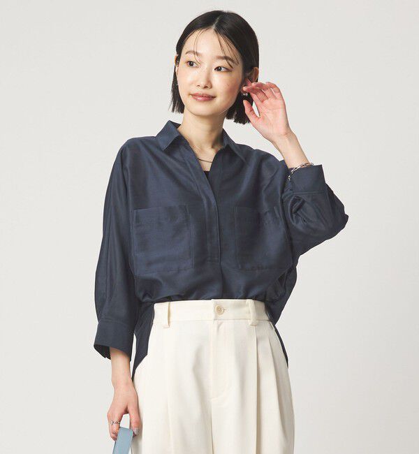 UNITED ARROWS green label relaxing「カールマイヤー スキッパー ポケット シャツ マシンウォッシャブル 通気性」|シャツ・ブラウス|NAVY