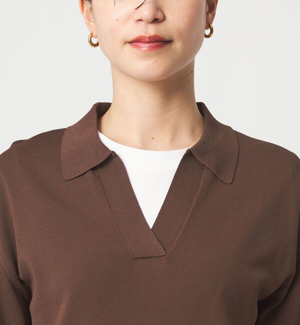 UNITED ARROWS green label relaxing「【WEB限定】＜at ease＞エリツキ スキッパー ニット 接触冷感 UVカット 遮熱」|ニット・セーター|