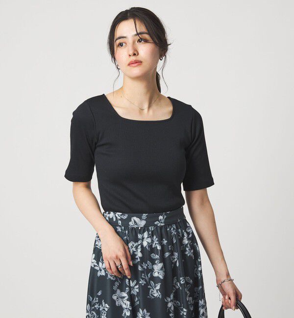 UNITED ARROWS green label relaxing「ブライトリブ スクエアネック 5分袖 プルオーバー カットソー」|Tシャツ・カットソー|