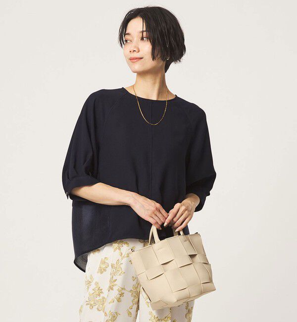 UNITED ARROWS green label relaxing「［size SHORTあり］fleurie(フルリー) フォルム ショートスリーブ ブラウス」|シャツ・ブラウス|NAVY