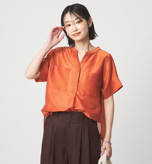 UNITED ARROWS green label relaxing「カールマイヤー ポケット ショートスリーブ ブラウス マシンウォッシャブル 通気性」|シャツ・ブラウス|RED