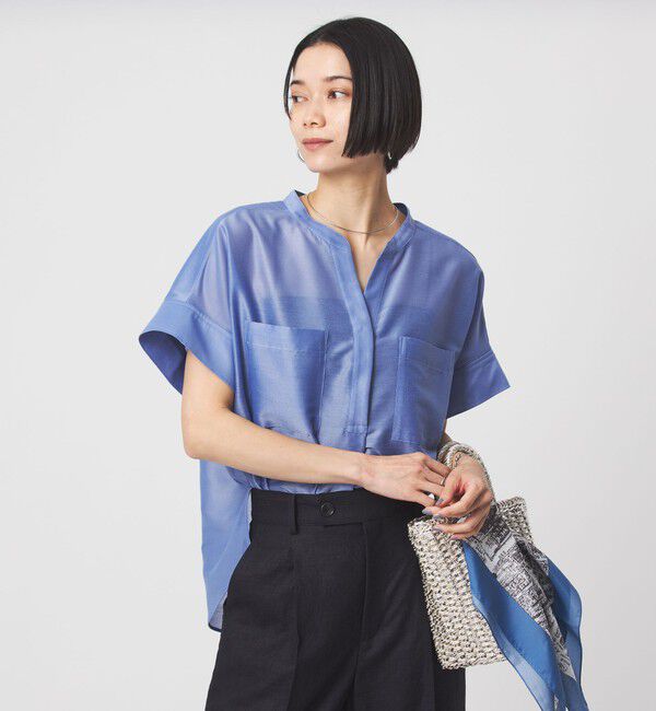 UNITED ARROWS green label relaxing「カールマイヤー ポケット ショートスリーブ ブラウス マシンウォッシャブル 通気性」|シャツ・ブラウス|COBALT