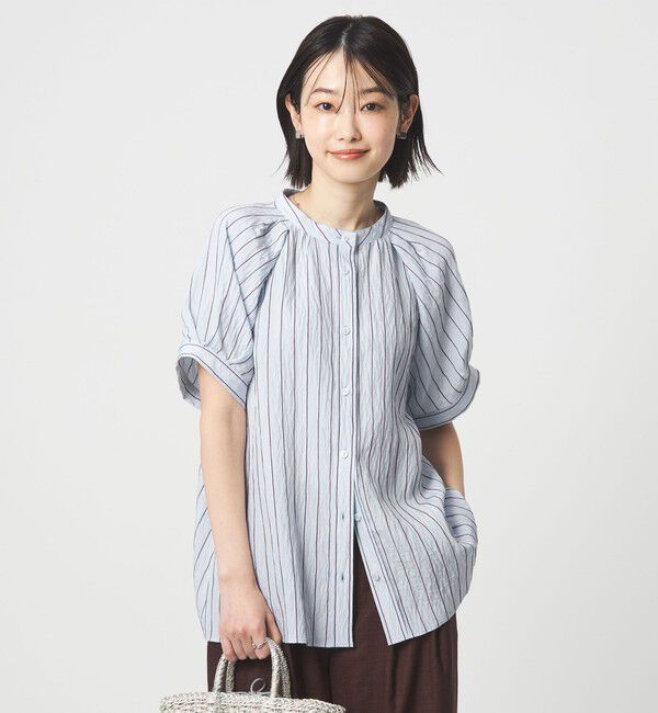 UNITED ARROWS green label relaxing「スタンド ストライプ ブラウス」|シャツ・ブラウス|LT.BLUE