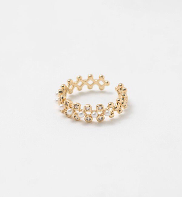 BEAUTY&YOUTH UNITED ARROWS「プレイド パールモチーフ&times;ビジュー リング」|リング|