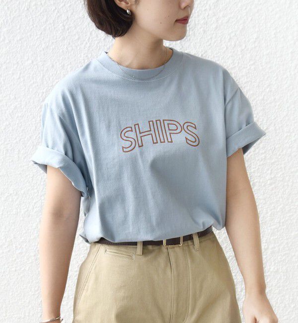 SHIPS for women「《一部追加予約》【WEB限定】 SHIPS ラウンド プリント ロゴ TEE」|Tシャツ・カットソー|