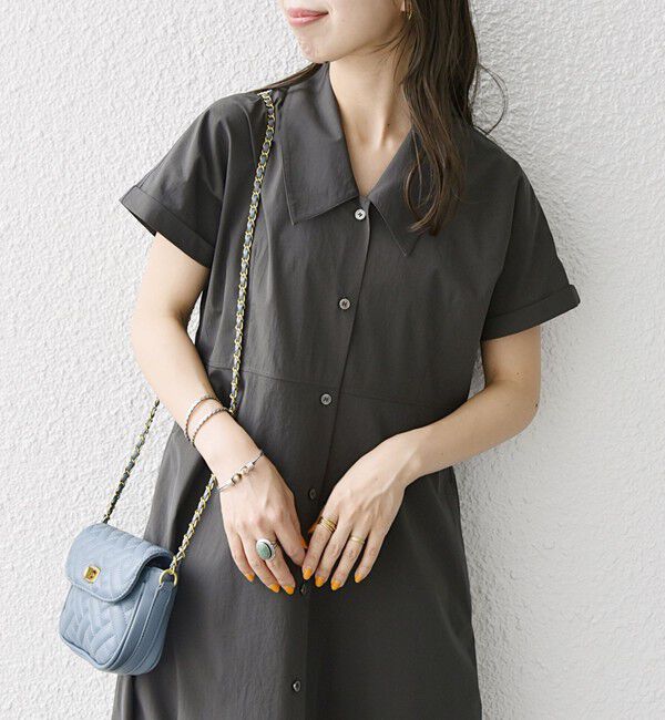 SHIPS any「SHIPS any:〈洗濯機可能〉フラットカラー Vネック フレア ワンピース」|ワンピース|