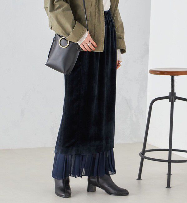 SHIPS for women「プリーツ コンビ クラッシュ スカート ◇」|スカート|