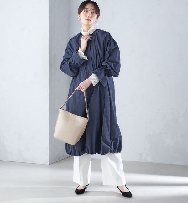 SHIPS for women「〈撥水加工/手洗い可能〉裾 ドロスト ノーカラー ロング コート 24SS ◇」|ノーカラーコート|