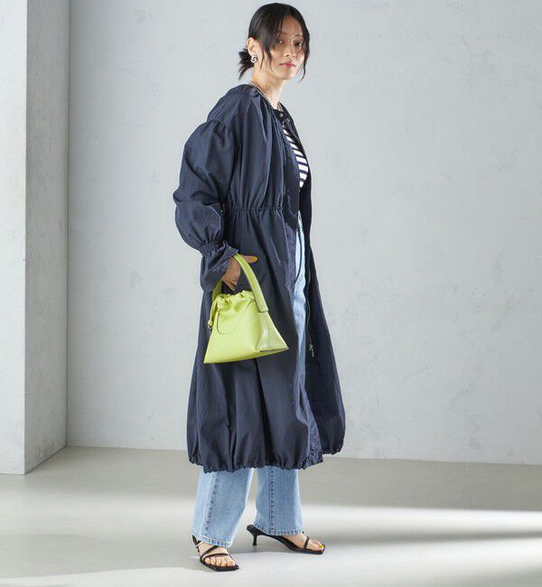 SHIPS for women「〈撥水加工/手洗い可能〉裾 ドロスト ノーカラー ロング コート 24SS ◇」|ノーカラーコート|