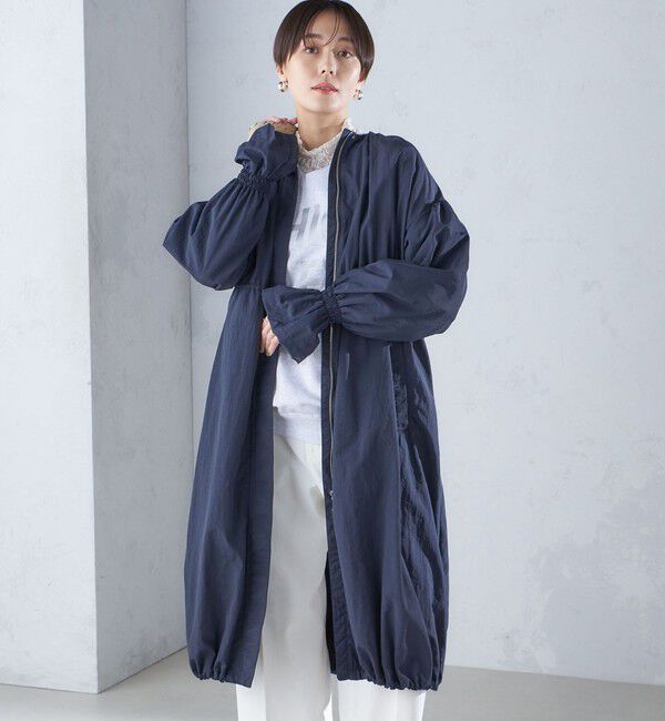 SHIPS for women「〈撥水加工/手洗い可能〉裾 ドロスト ノーカラー ロング コート 24SS ◇」|ノーカラーコート|