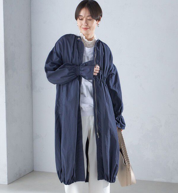 SHIPS for women「〈撥水加工/手洗い可能〉裾 ドロスト ノーカラー ロング コート 24SS ◇」|ノーカラーコート|