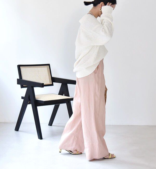 quaranciel「quaranciel:〈洗濯機可能〉ヘンプ ワイド タック パンツ」|スラックス|