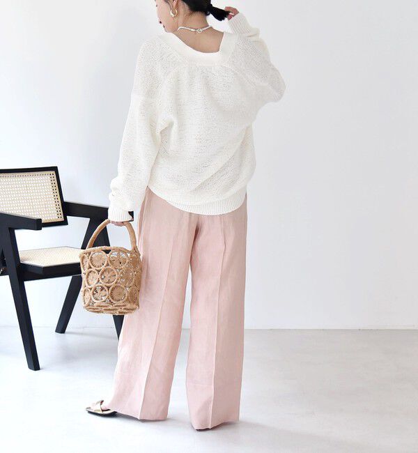 quaranciel「quaranciel:〈洗濯機可能〉ヘンプ ワイド タック パンツ」|スラックス|