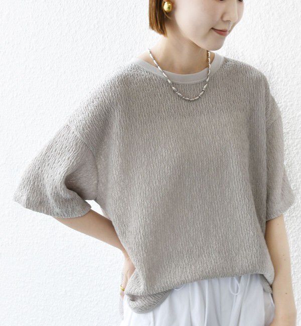 SHIPS for women「〈手洗い可能〉ランダム ブルーゼ ショート スリーブ プルオーバー」|Tシャツ・カットソー|