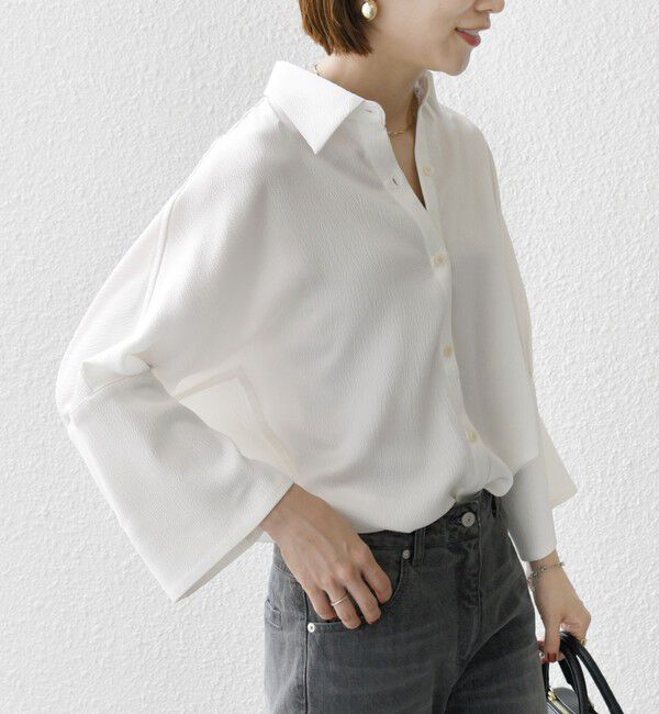 SHIPS any「SHIPS any:〈手洗い可能〉ラフ サテン ビック シルエット シャツ」|シャツ・ブラウス|