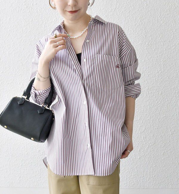 SHIPS any「SHIPS any:〈洗濯機可能〉REPREVE レギュラーカラー ルーズ ポケット シャツ」|シャツ・ブラウス|ワイン