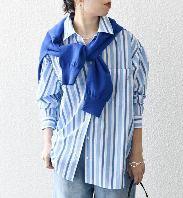 SHIPS any「SHIPS any:〈洗濯機可能〉REPREVE レギュラーカラー ルーズ ポケット シャツ」|シャツ・ブラウス|ブルー系その他