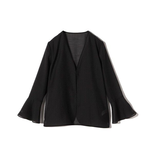 SHIPS for women「〈手洗い可能〉シアー オーガンジー フレア スリーブ ジャケット」|ノーカラージャケット|