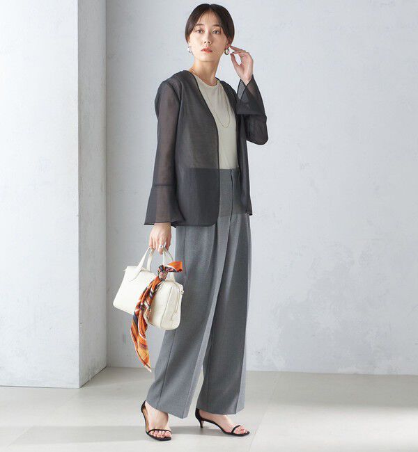 SHIPS for women「〈手洗い可能〉シアー オーガンジー フレア スリーブ ジャケット」|ノーカラージャケット|