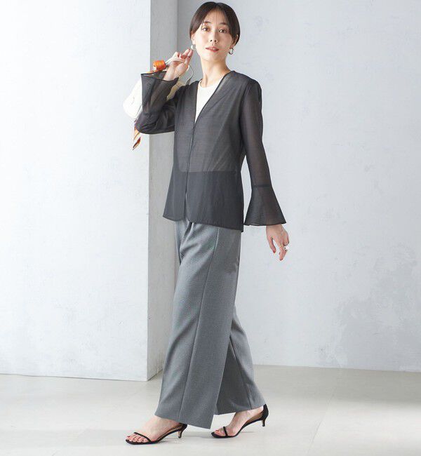 SHIPS for women「〈手洗い可能〉シアー オーガンジー フレア スリーブ ジャケット」|ノーカラージャケット|