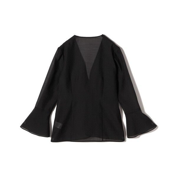 SHIPS for women「〈手洗い可能〉シアー オーガンジー フレア スリーブ ジャケット」|ノーカラージャケット|