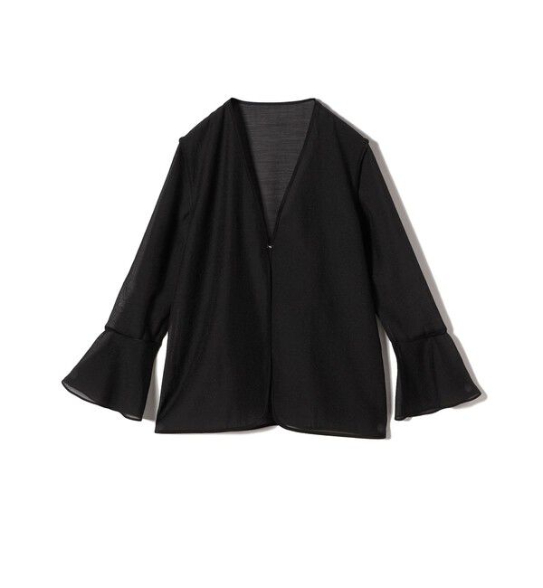 SHIPS for women「〈手洗い可能〉シアー オーガンジー フレア スリーブ ジャケット」|ノーカラージャケット|