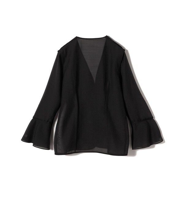 SHIPS for women「〈手洗い可能〉シアー オーガンジー フレア スリーブ ジャケット」|ノーカラージャケット|